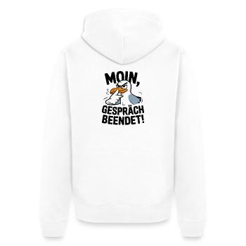 Moin Gespräch Beendet Möwe Nordsee Lustiger - Unisex Premium Bio Zip Hoodie - Weiß - Hinten - Thijin (182cm)