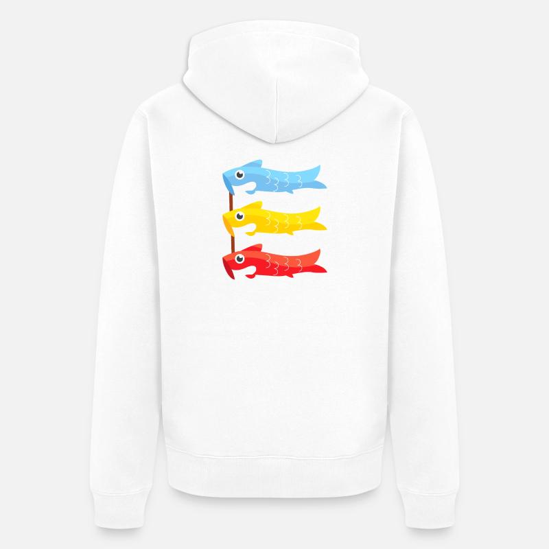 Koinobori Carp Flags Trio - Veste à capuche bio Premium Unisexe - blanc