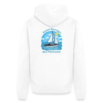 Retraité, alias gestionnaire d’actifs - Veste à capuche bio Premium Unisexe - blanc - Dos - Thijin (182cm)