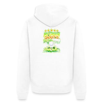 Motif de golf vert dans la lingerie - Veste à capuche bio Premium Unisexe - blanc - Dos - Thijin (182cm)