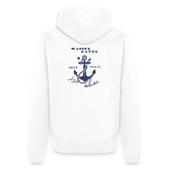 Ahoi Anker Nautik Design - Unisex Premium Bio Zip Hoodie - Weiß - Hinten - Thijin (182cm)