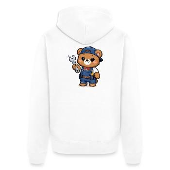 Petit Ours Artisan avec une clé à molette - Veste à capuche bio Premium Unisexe - blanc - Dos - Thijin (182cm)