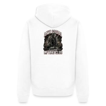 Salle de sport du Club d’Haltérophilie Antisociale - Veste à capuche bio Premium Unisexe - blanc - Dos - Thijin (182cm)