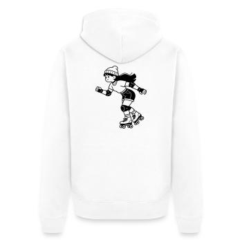 Rollschuhe - Unisex Premium Bio Zip Hoodie - Weiß - Hinten - Thijin (182cm)