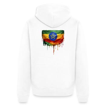 Ethiopia Flag in Drop Art - Unisex Premium Organic Zip Hoodie - white - Back - Thijin (182cm)