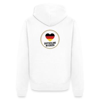 Deutschland Im Herzen Fußball Fan Design - Unisex Premium Bio Zip Hoodie - Weiß - Hinten - Thijin (182cm)