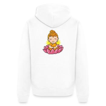 Meditierender Buddha: Lotusblüte & Zen Design - Unisex Premium Bio Zip Hoodie - Weiß - Hinten - Thijin (182cm)