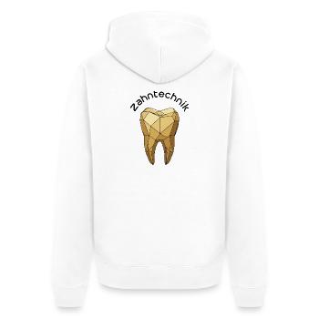 Shirt Zahntechnik Polyzahn - Unisex Premium Bio Zip Hoodie - Weiß - Hinten - Thijin (182cm)