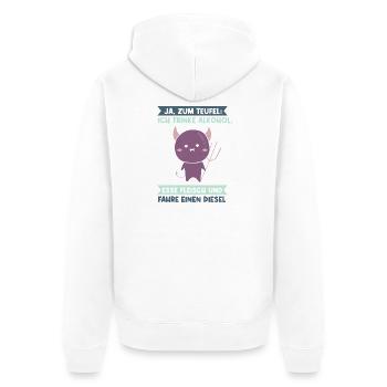 Ja zum Teufel ich trinke Alkohol Esse Fleisch - Unisex Premium Bio Zip Hoodie - Weiß - Hinten - Thijin (182cm)