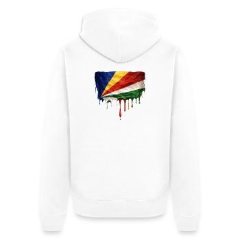 Seychelles Flag Drop Art - Unisex Premium Organic Zip Hoodie - white - Back - Thijin (182cm)