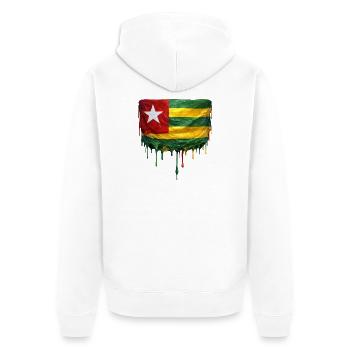 Togo Flagge Tropfenkunst - Unisex Premium Bio Zip Hoodie - Weiß - Hinten - Thijin (182cm)