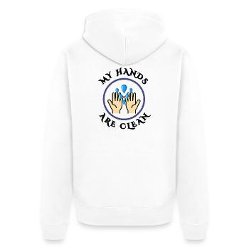 Saubere Hände - Unisex Premium Bio Zip Hoodie - Weiß - Hinten - Thijin (182cm)