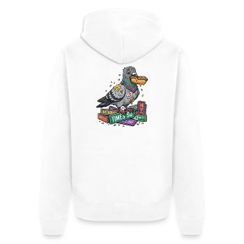 Schlaue Taube auf Bücherstapel - Unisex Premium Bio Zip Hoodie - Weiß - Hinten - Thijin (182cm)