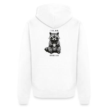 Its Fine In Fine Coffee Raccoon Humor - Unisex Premium Organic Zip Hoodie - white - Back - Thijin (182cm)