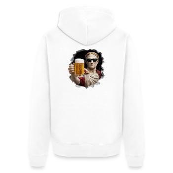Caesar with beer and sunglasses - Unisex Premium Organic Zip Hoodie - white - Back - Thijin (182cm)