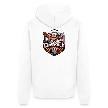 Chefkoch Cartoon Motiv Küchenheld - Unisex Premium Bio Zip Hoodie - Weiß - Hinten - Thijin (182cm)