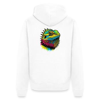 Bartagame Popkunst Bunte Straßenkunst - Unisex Premium Bio Zip Hoodie - Weiß - Hinten - Thijin (182cm)