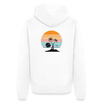 Sun Striped Tropical Palm - Unisex Premium Organic Zip Hoodie - white - Back - Thijin (182cm)