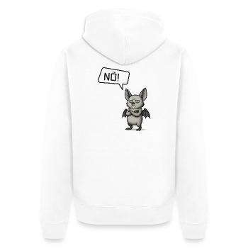 Nö! Fledermaus – Lustiges Design für Sturköpfe - Unisex Premium Bio Zip Hoodie - Weiß - Hinten - Thijin (182cm)