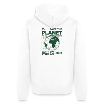 Chemise Save The Planet Environnement de la Journée de la Terre - Veste à capuche bio Premium Unisexe - blanc - Dos - Thijin (182cm)