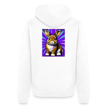 Kaninchen - Unisex Premium Bio Zip Hoodie - Weiß - Hinten - Thijin (182cm)