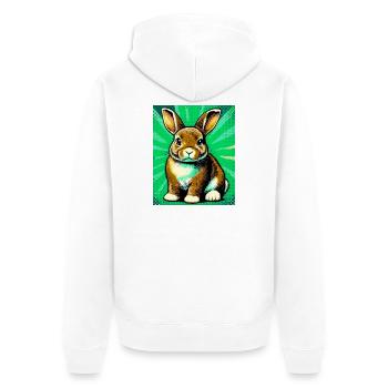 Kaninchen - Unisex Premium Bio Zip Hoodie - Weiß - Hinten - Thijin (182cm)
