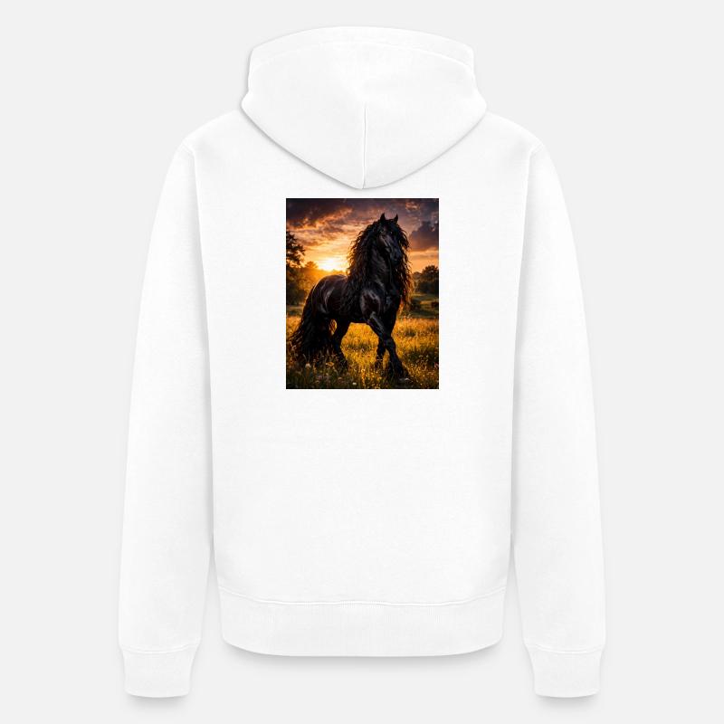 Cheval noir clair du soir - Veste à capuche bio Premium Unisexe - blanc