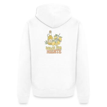 Dolce Far Niente Zitronen Olivenöl - Unisex Premium Bio Zip Hoodie - Weiß - Hinten - Thijin (182cm)