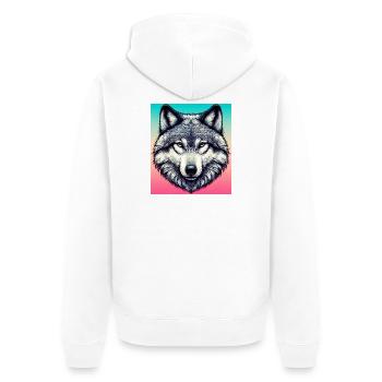 Wolf - Unisex Premium Organic Zip Hoodie - white - Back - Thijin (182cm)