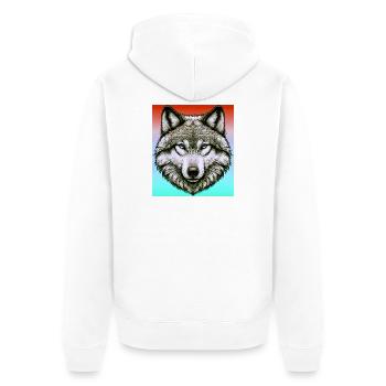 Wolf - Unisex Premium Bio Zip Hoodie - Weiß - Hinten - Thijin (182cm)