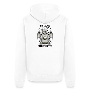 Kein Gespräch Vor Kaffee Liebhaber Drachen - Unisex Premium Bio Zip Hoodie - Weiß - Hinten - Thijin (182cm)