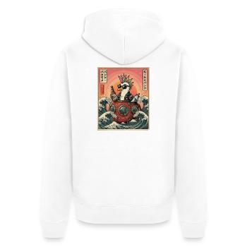 Kawaii Punker Moewe - Unisex Premium Bio Zip Hoodie - Weiß - Hinten - Thijin (182cm)