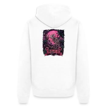 Skeleton in Neon Jungle With Chameleon - Unisex Premium Organic Zip Hoodie - white - Back - Thijin (182cm)