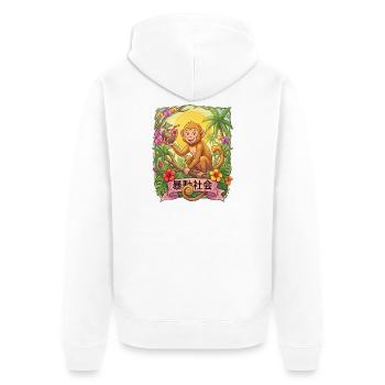 Tropical Monkey Sip on Paradise - Unisex Premium Organic Zip Hoodie - white - Back - Thijin (182cm)