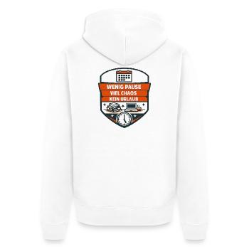 Wenig Pause Viel Chaos Shirt - Unisex Premium Bio Zip Hoodie - Weiß - Hinten - Thijin (182cm)