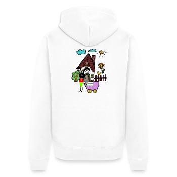 Hasen Mama Baby Kaninchen Kinder - Unisex Premium Bio Zip Hoodie - Weiß - Hinten - Thijin (182cm)