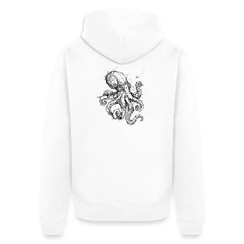 Oktopus Geometrisch - Modern Sketch Design - Unisex Premium Bio Zip Hoodie - Weiß - Hinten - Thijin (182cm)