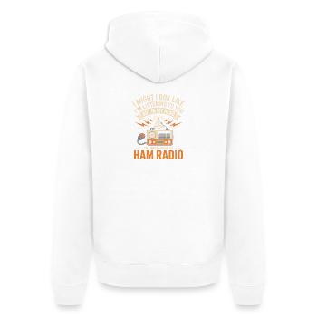 Amateurfunk-Design - Unisex Premium Bio Zip Hoodie - Weiß - Hinten - Thijin (182cm)