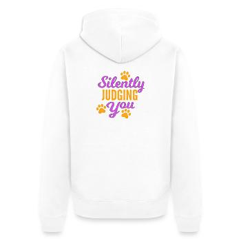 Silently Judging You Shirt Funny Sarcastic Quote - Unisex Premium Organic Zip Hoodie - white - Back - Thijin (182cm)