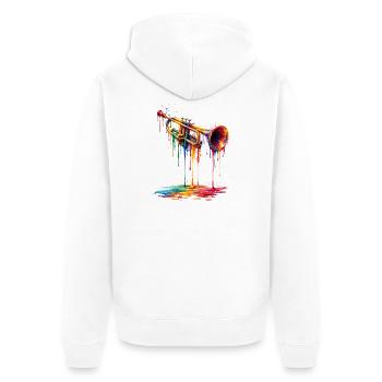 Trompette avec de la peinture qui goutte - Veste à capuche bio Premium Unisexe - blanc - Dos - Thijin (182cm)