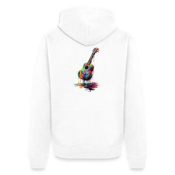 Ukulele with dripping paint - Unisex Premium Organic Zip Hoodie - white - Back - Thijin (182cm)
