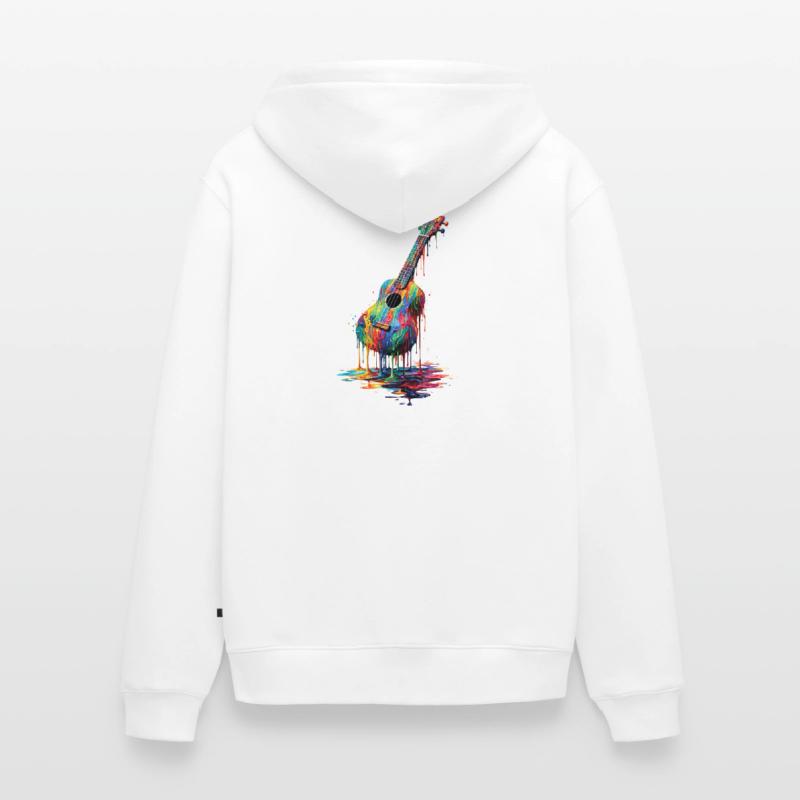 Ukulele mit tropfender Farbe Unisex Premium Bio Zip Hoodie