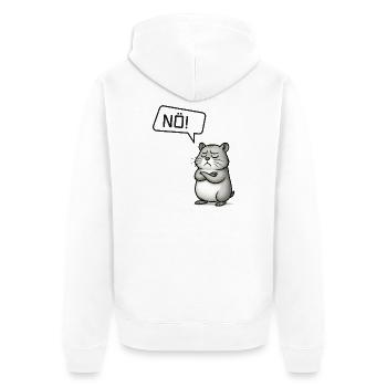 Nö! Hamster – Kleiner Sturkopf sagt Nein - Unisex Premium Bio Zip Hoodie - Weiß - Hinten - Thijin (182cm)