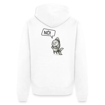 Sturer Fisch sagt NÖ! – Witziges Design - Unisex Premium Bio Zip Hoodie - Weiß - Hinten - Thijin (182cm)