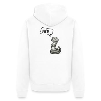 Nö! Schlange – Giftiger Blick & sturer Kopf - Unisex Premium Bio Zip Hoodie - Weiß - Hinten - Thijin (182cm)
