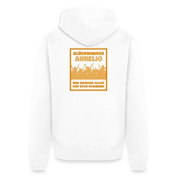 Glückwunsch Aurelio JubelCrowd - Unisex Premium Bio Zip Hoodie - Weiß - Hinten - Thijin (182cm)