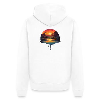 Mystical sunset at the mountain lake with - Unisex Premium Organic Zip Hoodie - white - Back - Thijin (182cm)