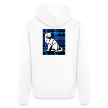 cat - Unisex Premium Organic Zip Hoodie - white - Back - Thijin (182cm)