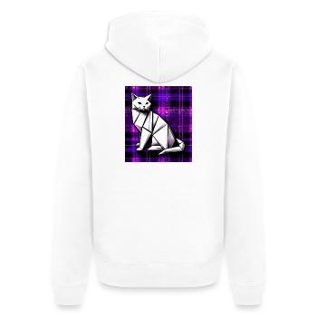 cat - Unisex Premium Organic Zip Hoodie - white - Back - Thijin (182cm)