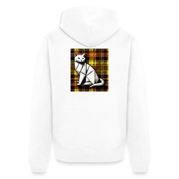 cat - Unisex Premium Organic Zip Hoodie - white - Back - Thijin (182cm)